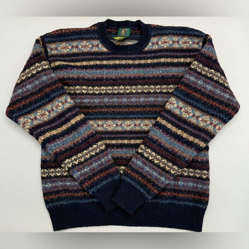 Vintage Club Room 100% Lambswool Fair Isle Sweater Men’s XL Made in Hong Kong